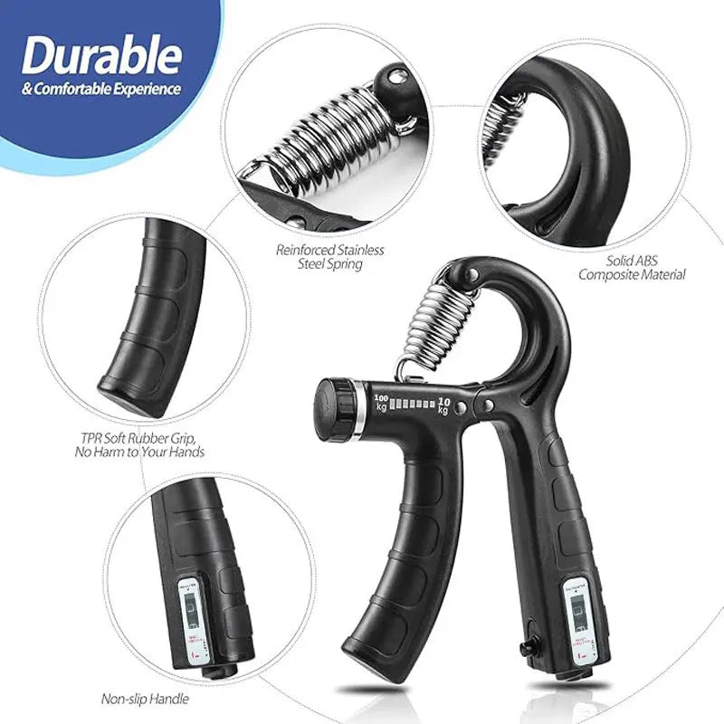2-Piece Grip Strength Training Device with Counter, Grip Strengthener, Adjustable Resistance of 5-60 kg, Anti-Slip Handle