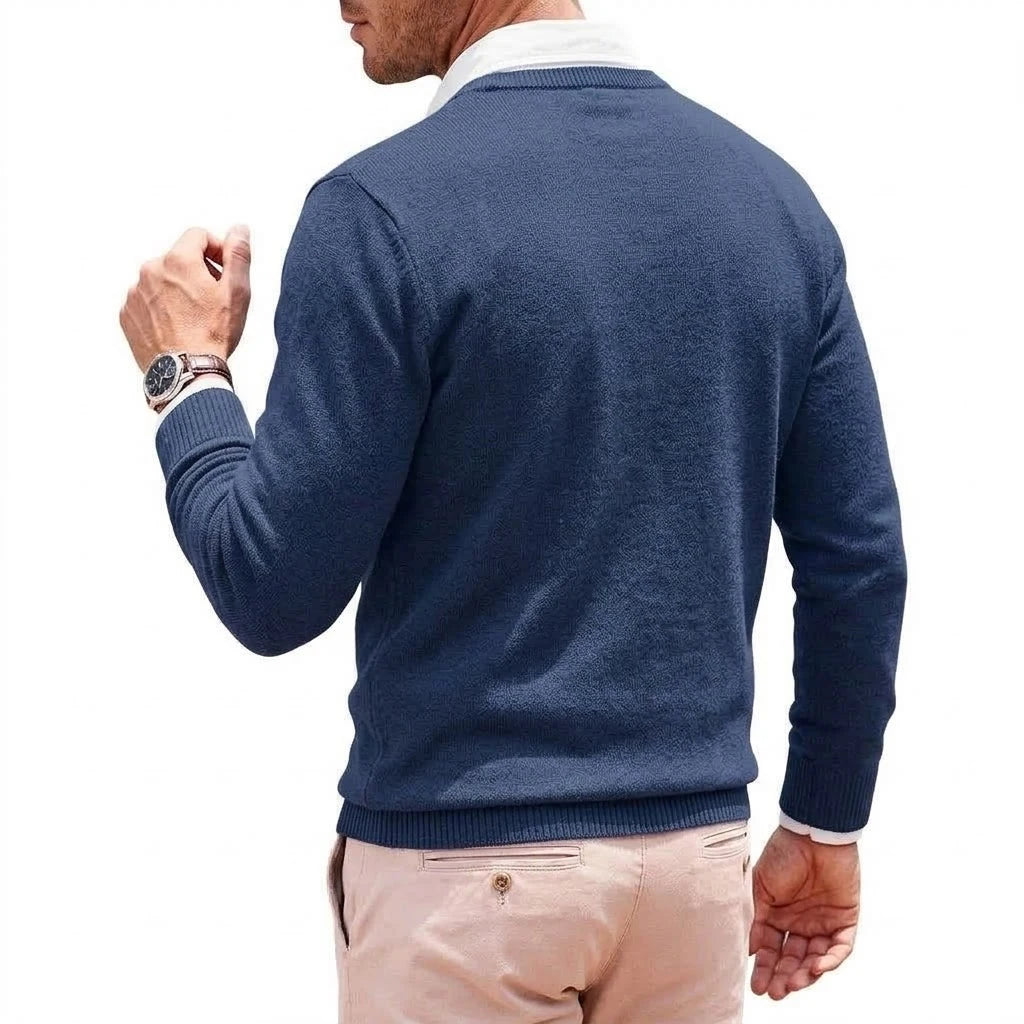 New Men's Casual Crewneck Knit Sweater Autumn Soft Jumper Elegant  Long Sleeve Business Pullover Winter Outwear Knitted Workwear