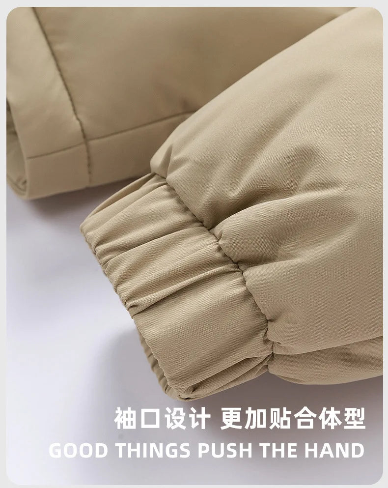 2025 Men Winter Thick Warm Parka Coat Male Color Blocking Detachable Hooded Collar Cotton Jacket Men's Cotton Coat