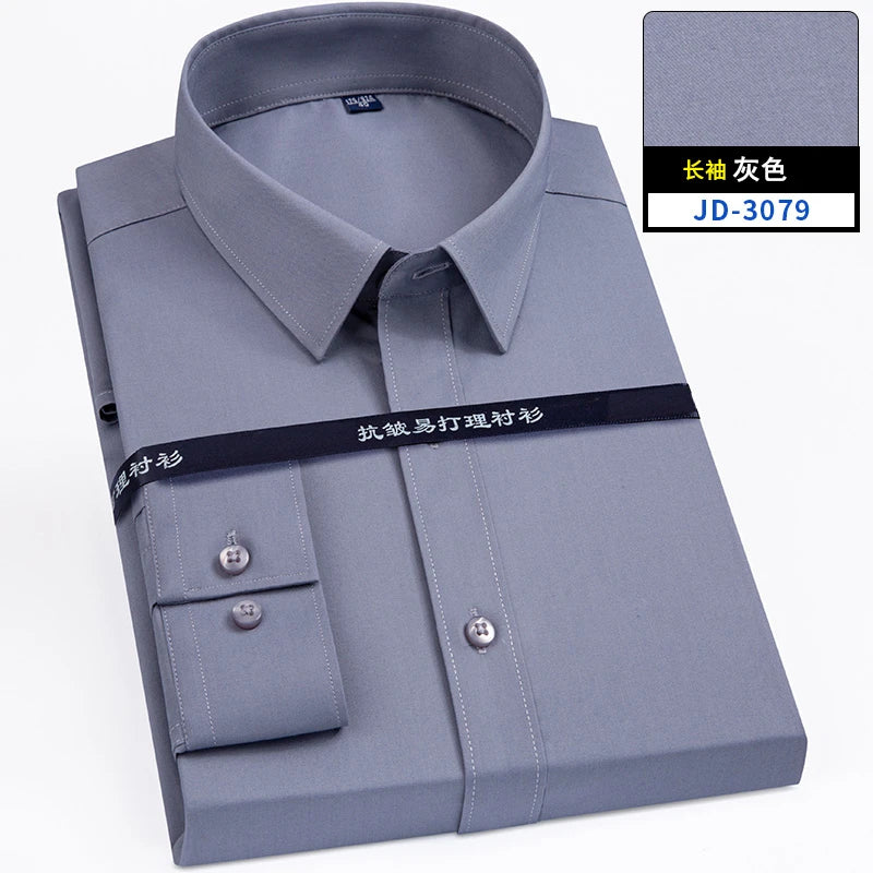 4XL 5XL 6XL 7XL 8XL Bamboo Fiber Plaid Shirt Striped Blue Casual Business Longsleeve Shirt for Men Streetwear Slim Fit Shirt Men