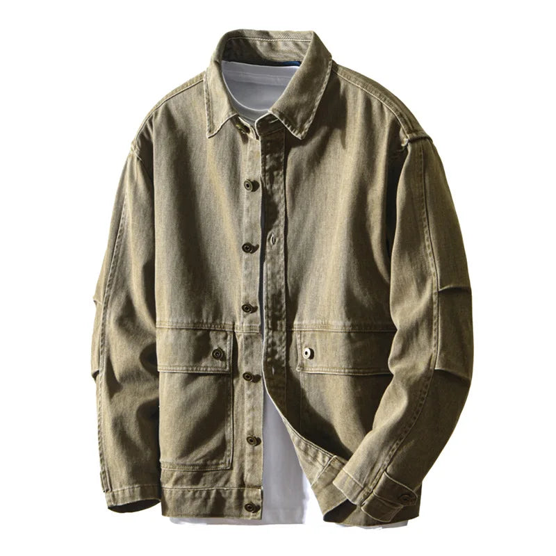 Autumn New Cargo Loose and Comfort 100% Cotton Jackets for Men Vintage Sense of Layering Streetwear Men Shirts AZ889