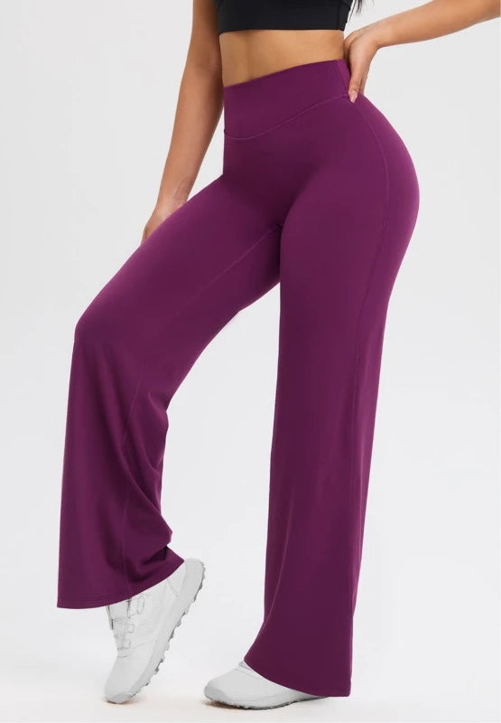 2026 C-B Women High Waist V Back Scrunch Straight Leg Yoga Pants Naked Feel Tummy Control Stretch Gym Pilates Sports Trousers