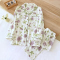 New large size pajamas women cotton crepe home service cotton long sleeve trousers suit simple and comfortable summer and autumn