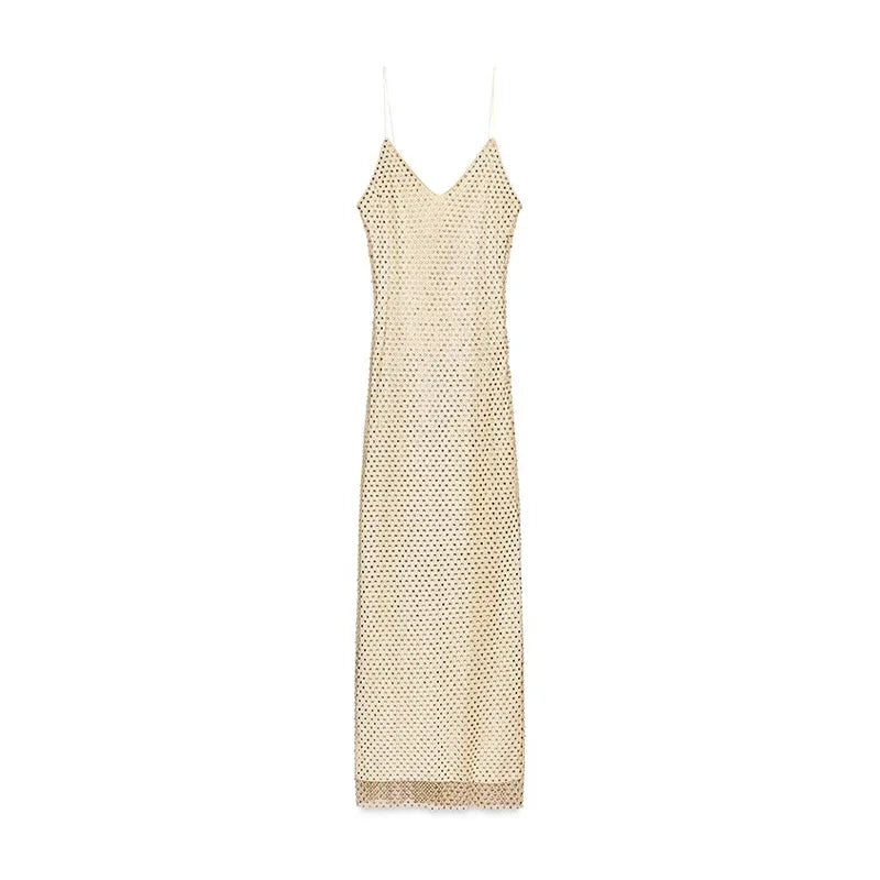 Stylish Rhinestones Dresses Elegant Women Sleeveless Backless Glitter Hip Package Dress 2025 New Crystal Lady Evening Party Robe