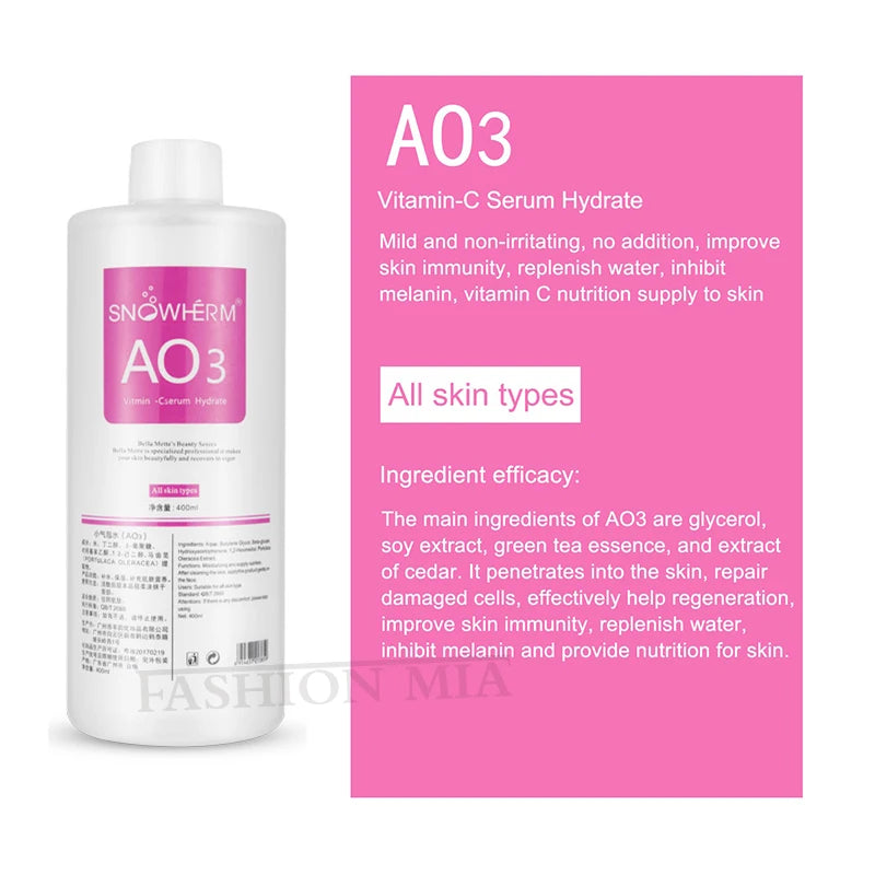 3 Pcs/1200ml Facial Skincare Face Serum AS1 SA2 AO3 Aqua Peel Solution For Facial Machine Skin Deep Cleaning Kit