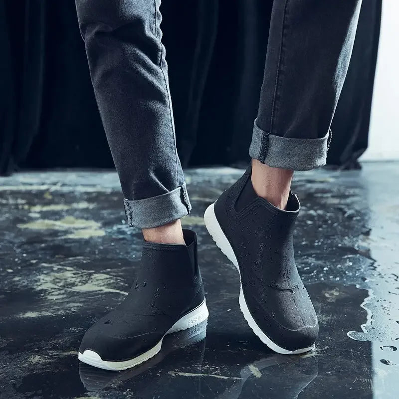 Rain Shoes for Lovers Rubber Shoe Platform Ankle Boots Autumn Winter Slip on Booties Boots for Men Waterproof Work Botas Hombres