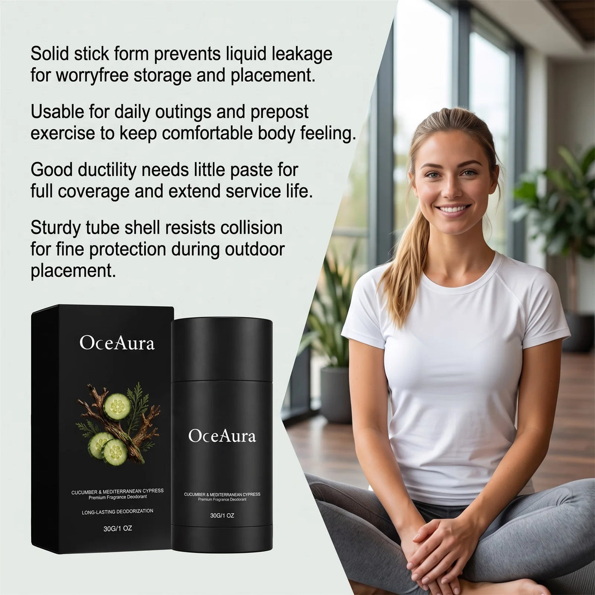 Fresh Woody Deodorant Stick Cucumber Cypress Fragrance Unisex Underarm Care Travel Use Long Lasting Odor Control Body Balm Stick