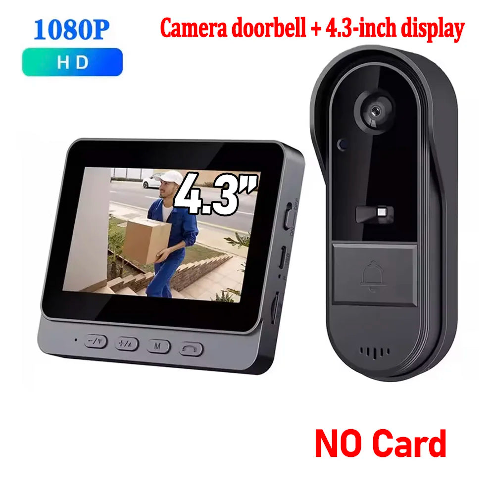 New Waterproof Doorbell Camera 4.3in IPS Screen Wireless Intercom Doorbell Night HD Vision Smart Home Security Video By Bell