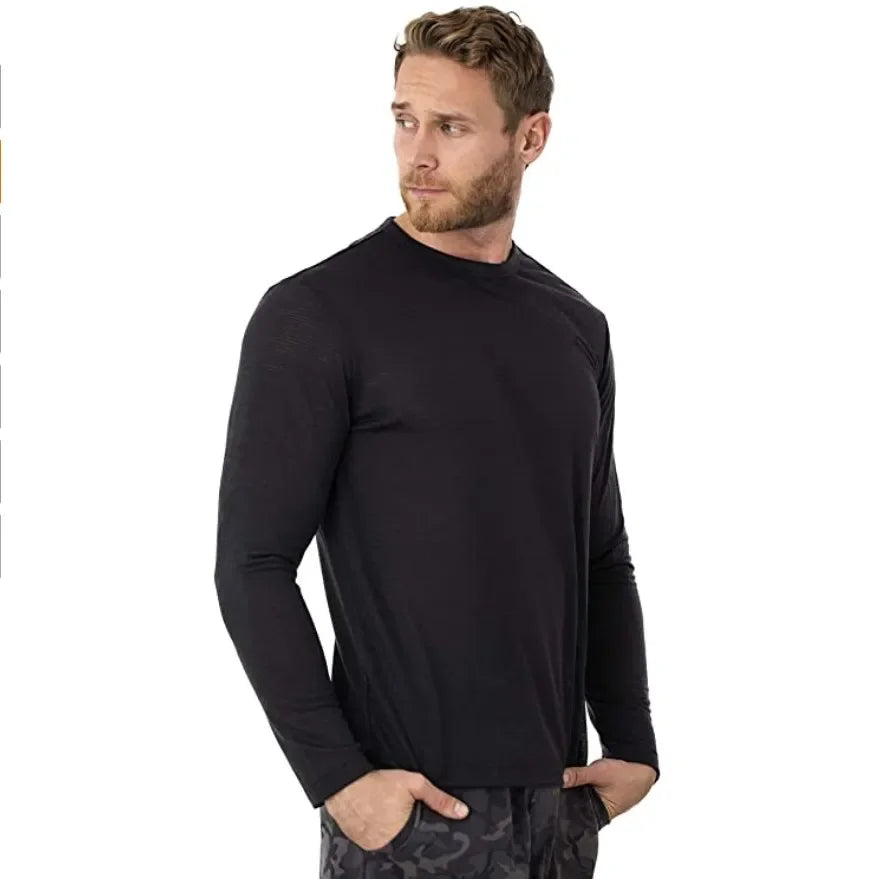 100% Merino Wool Thermal Underwear Men Merino Wool Base Layer Shirt 240G Winter Warm Wicking Breathable Anti-Odor USA Size