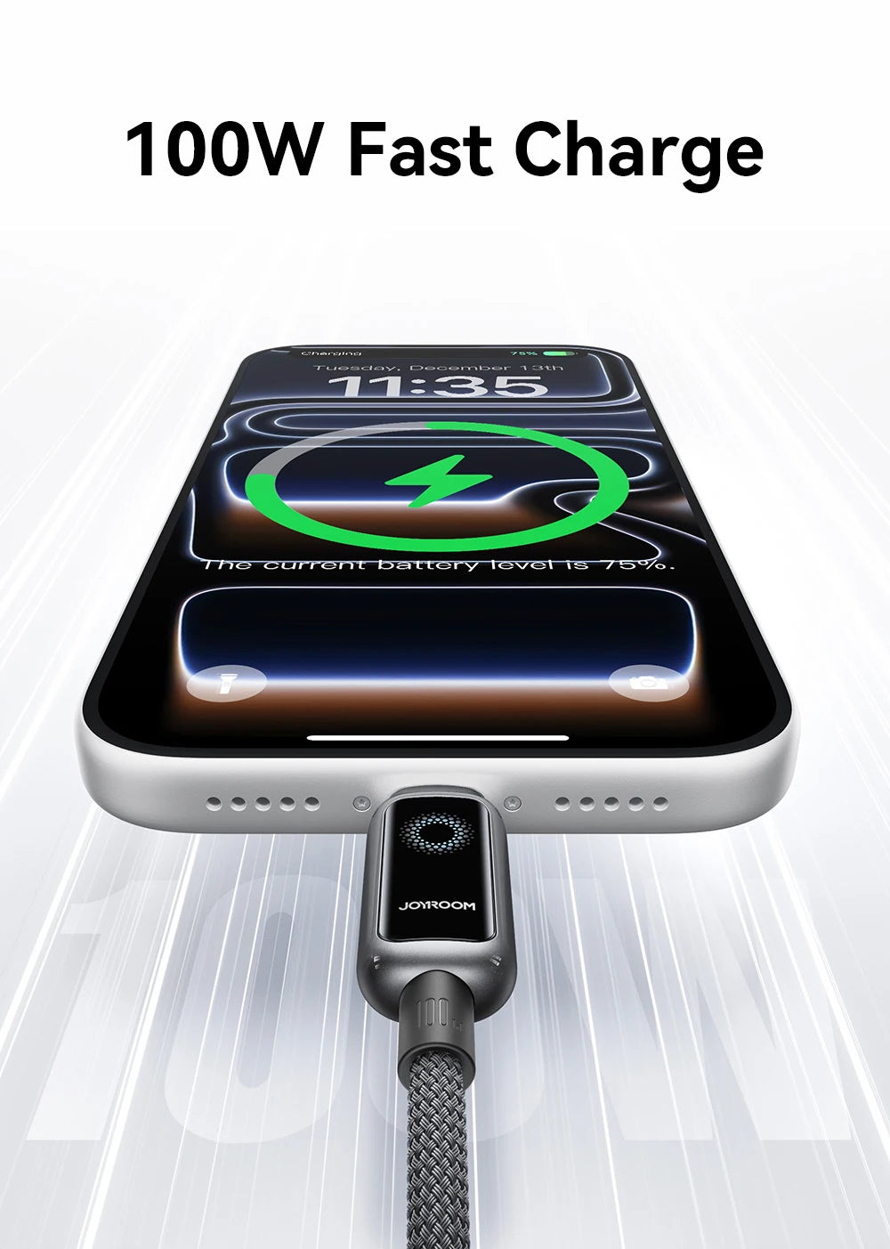Joyroom 100W USB C Cable Automatic Power Off Fast Charge Type C Cable For iPhone 17 16 15 Pro Max  Xiaomi Sumsang S-A55