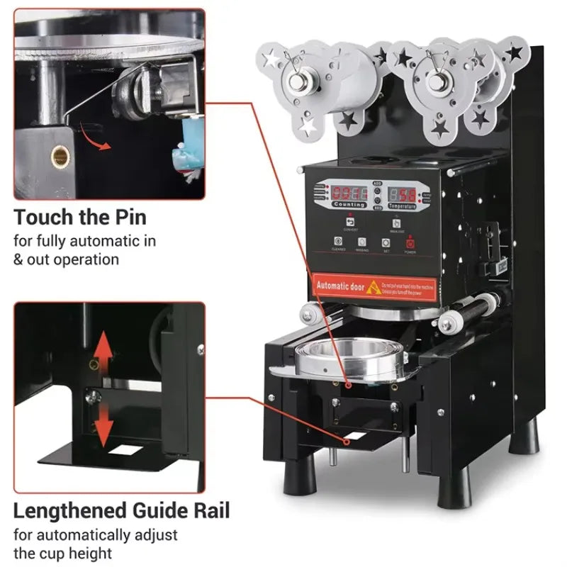 Wholesale Electric 90 95 mm pp Coffee Drink Bubble Tea 98mm Boba Juice Cup Sealer Automatic Cup Sealing Machine