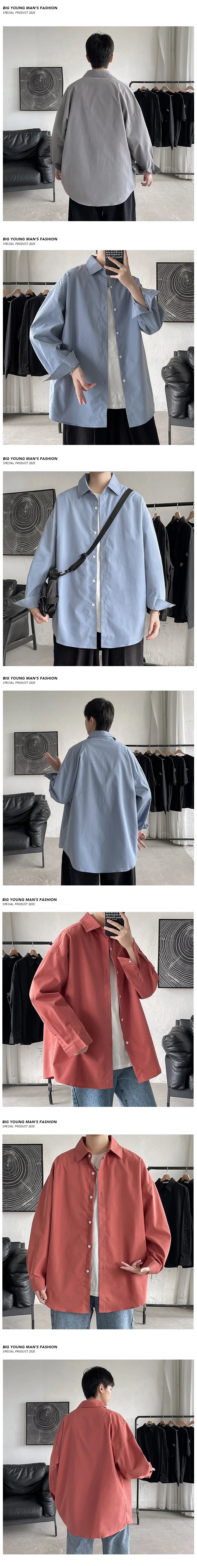 2025 Men Oversize Shirts Spring Long Sleeve Preppy Shirt Unisex Woman Casual Street Fashion Blouses Streetwear Men Clothing