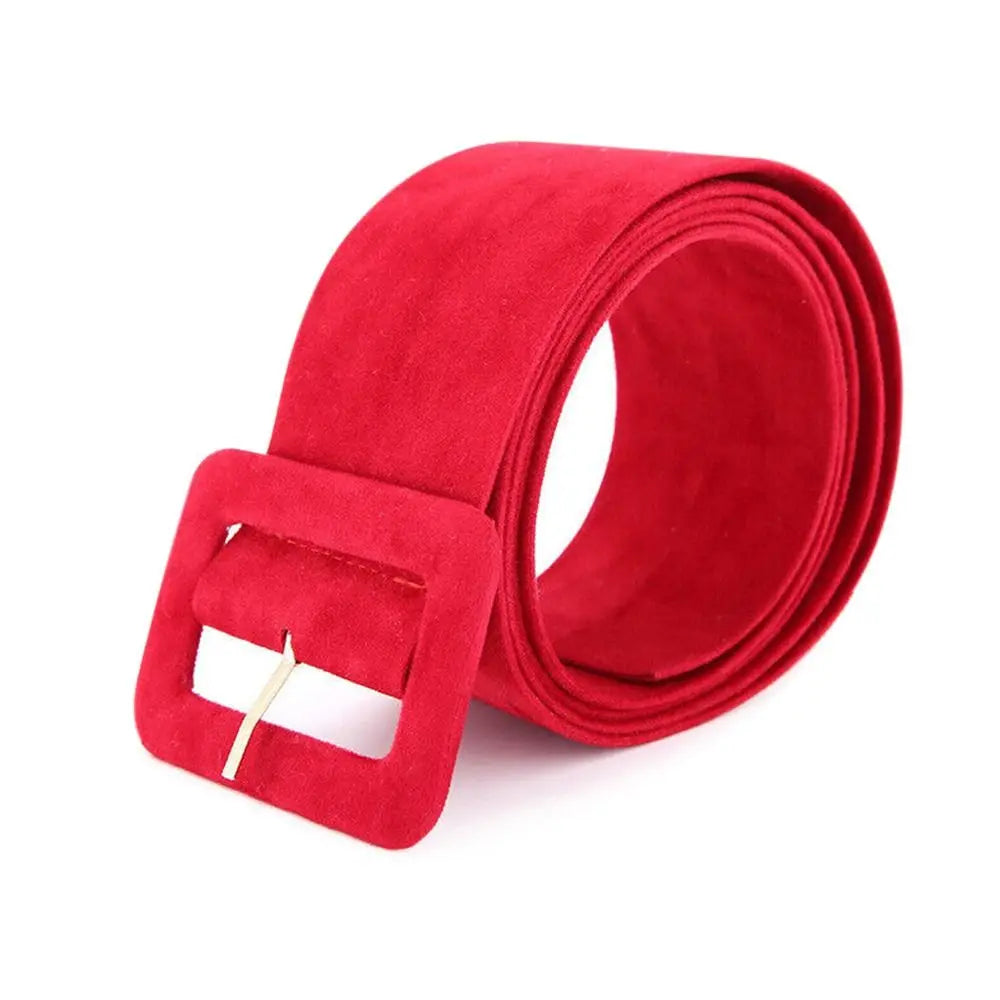 Fashion Women Velvet Belts Jeans Retro Wild Waistbands Strap Square Pin Buckles Belts