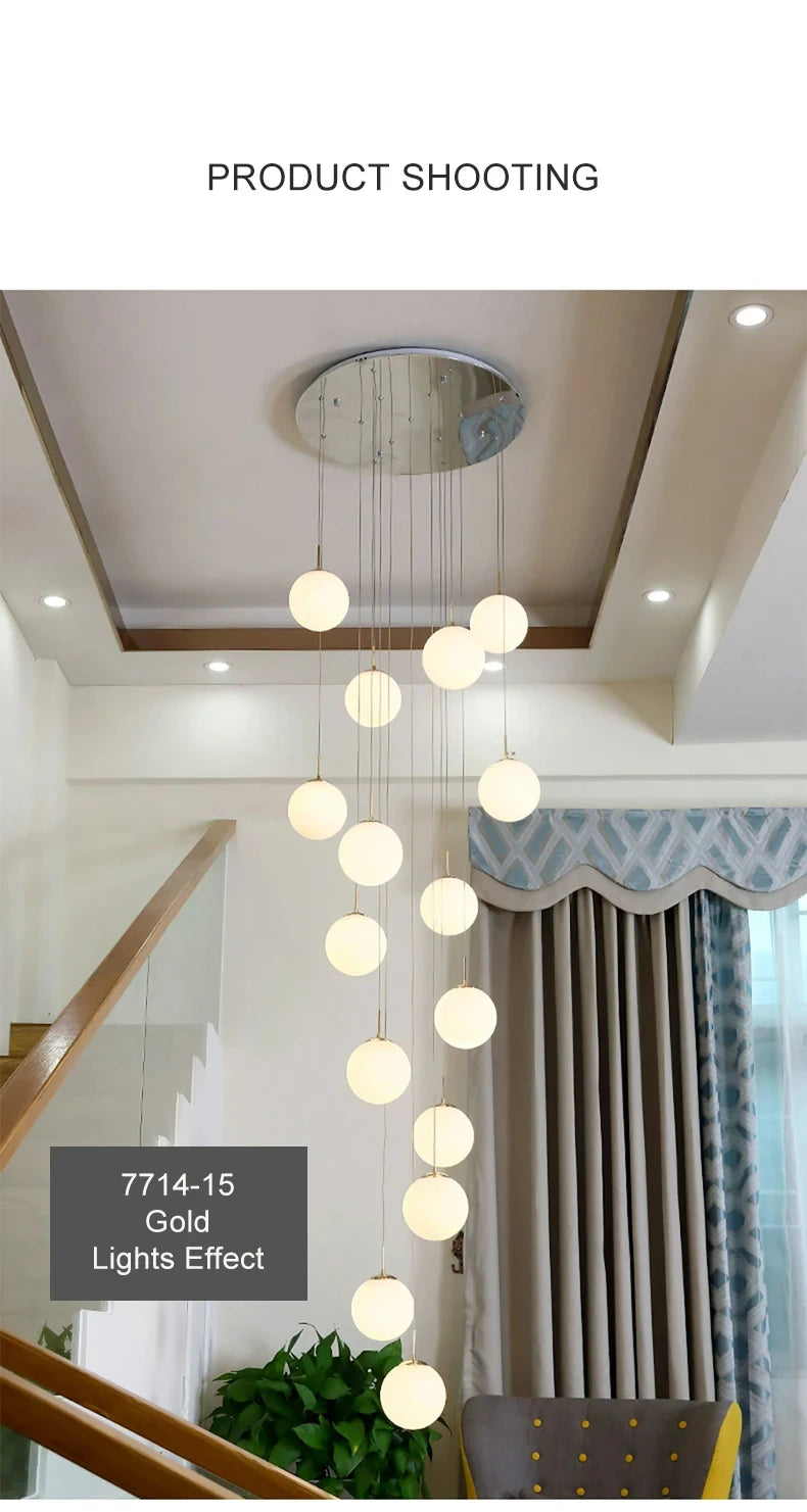 Stairs 2026 Modern Nordic LED Glass Chandelier Loft Duplex Living Room Lamp Hotel Lobby Long Chandelier Home Decorative Lighting