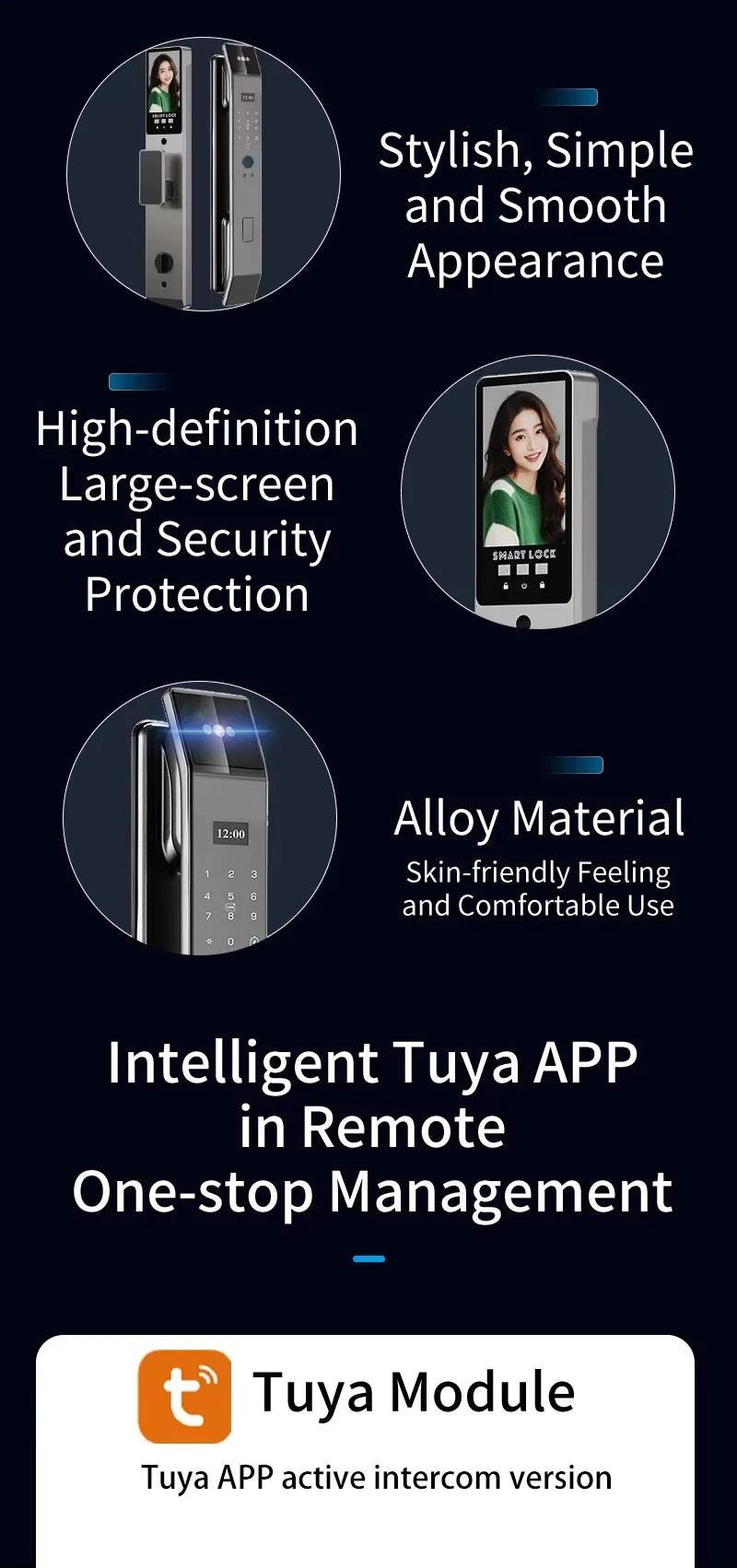 3D Face Recognition Palm Vein Recognition Tuya Automatic Lock With Camera Biometric Fingerprint Password Security Digital Lock