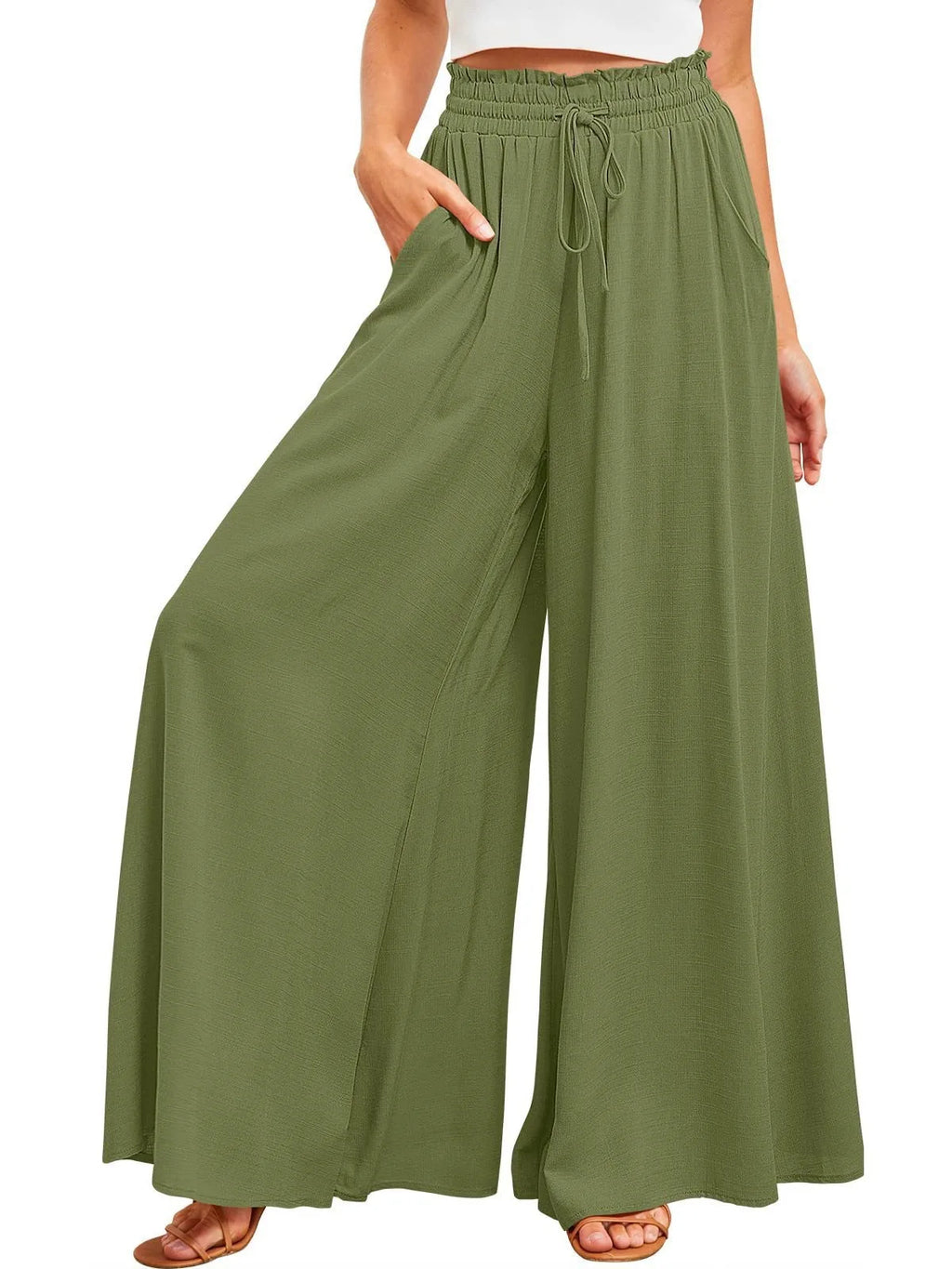 2026 Summer Comfortable Loose Wide Legs Trouser Women' S Pants Casual Simple Style All-match Holiday Vacation Fashion Chic Beach