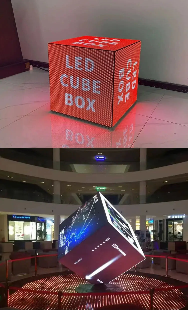 Cube Screen Indoor/Outdoor Electronic Advertising Display with  Hanging Side Seat Mounting Option