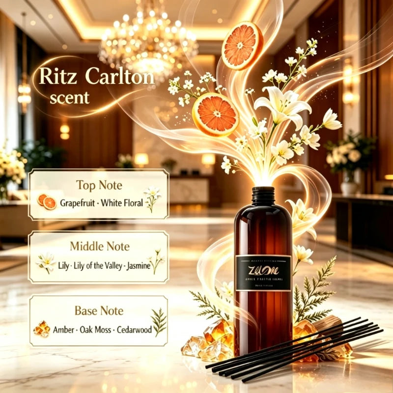 House Fragrance Essential Oil 500ml Ritz Carlton Hilton Hotel Scent Long-lasting Aromatherapy Deodorant,give 10pcs Reed Sticks