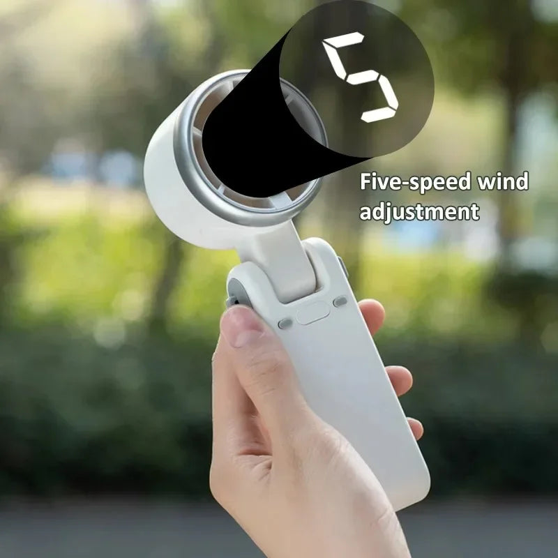 Portable Handheld Fan USB Rechargeable, Multi-functional Foldable Mini Fan, Turbine Strong Wind for Table Desk Office Travel