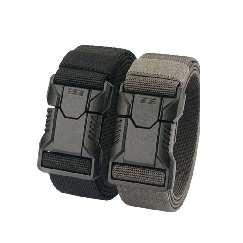 Men’s Minimalist Alloy Automatic Tactical Belt  Outdoor Casual Versatile Sturdy and Durable Workwear Stretch Waist Belts