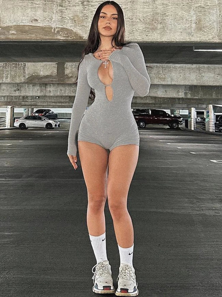 Hollow Out Romper Women Jumpsuit Bodycon Ropa De Mujer Sexy Bodysuit Shorts V-Neck Combinaison Femme One-Pieces Pijamas Feminino
