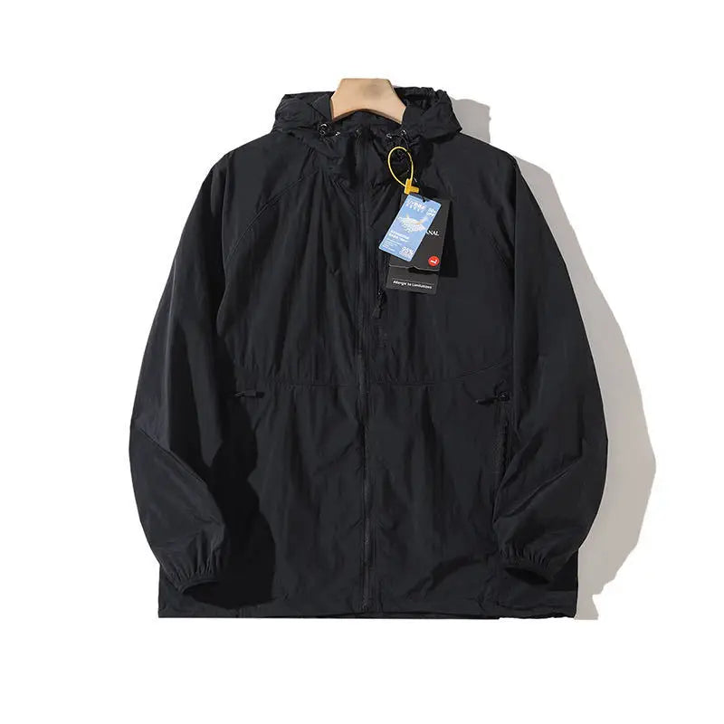 High Quality Outdoor Hooded Jacket Couple Matching Summer Sports Wear Men's Style Two-Way Zipper Waterproof Running Clothes