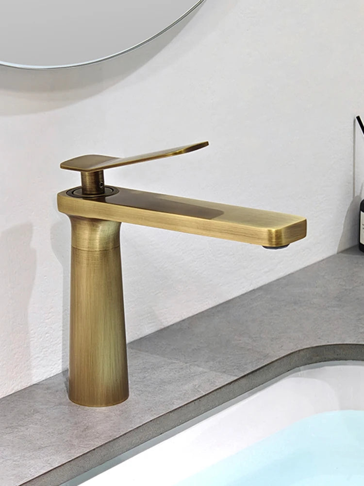 BAKALA Luxury Black Gray Wash Basin Taps Modern White Faucet Bathroom Luxury Basin Faucets Antique Hot Cold Water Sink Tap Mixer