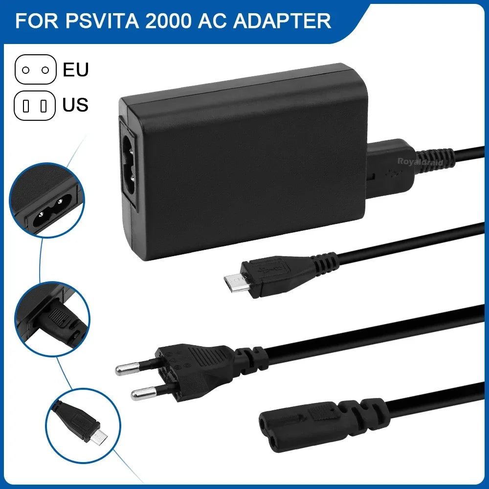 EU US Plug Home Charger Power Supply 5V AC Adapter USB Charging Cable Cord For Psvita Slim PS Vita 2000 PSV 2000
