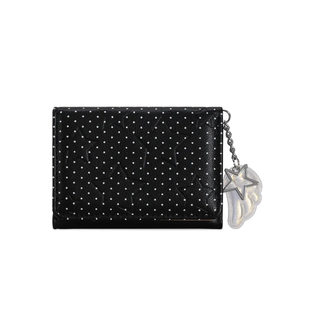 Fashion Y2K Tri-fold Wallet Wing Pendant Star Dot Coin Purse Zipper Clouse Multicolor Women's Wallet for Students