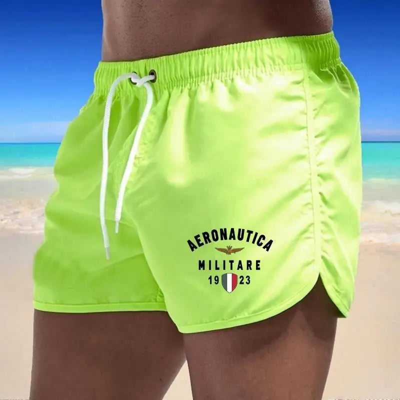 2024 Men's Fashion Printed Swimming Shorts Quick-Drying Beach Suit Breathable Drawstring Pocket