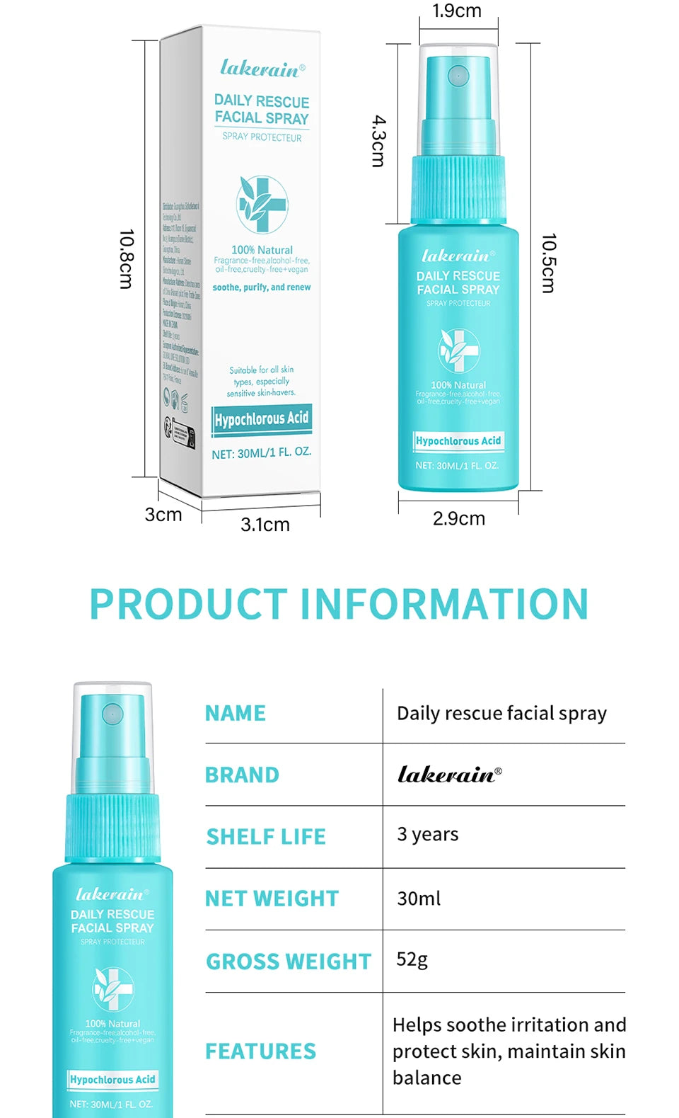 Calming Rescue Facial Spray For Sensitive Skin Hypochlorous Acid Spray Helps Reduce Redness Breakouts Soothing Balancing Spray