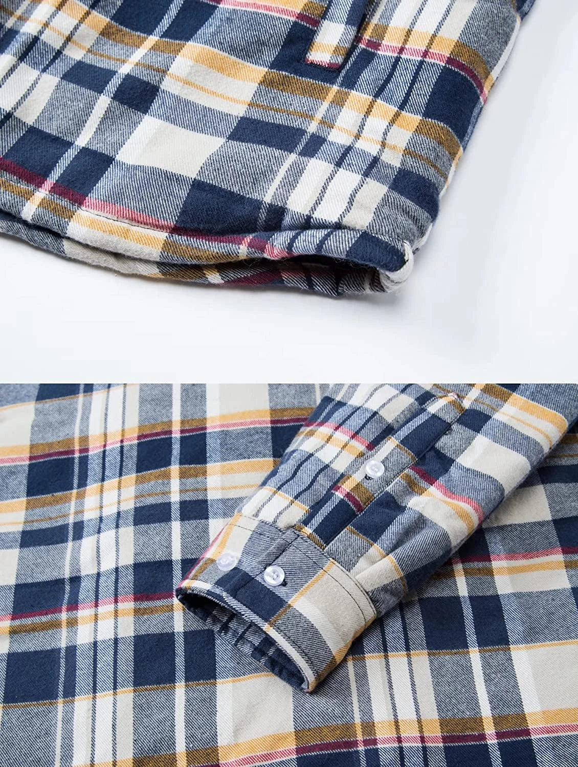 TACVASEN Men's Flannel Shirt Jacket with Removable Hood Plaid Quilted Lined Winter Coats Thick Hoodie Outwear Man Fleece Shirts