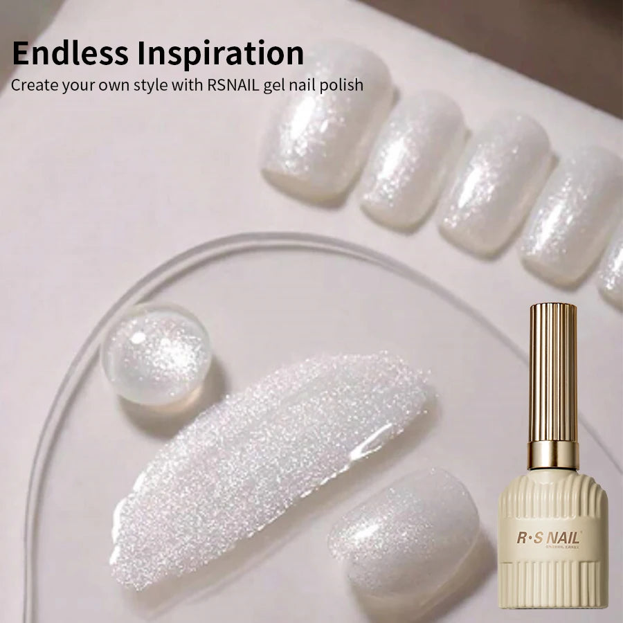 RSNAIL Milky White Nail Gel Polish Sparkling Moonlight Flash Gel Polish High Gloss Sparkling White Summer SoakOff UV LED Varnish