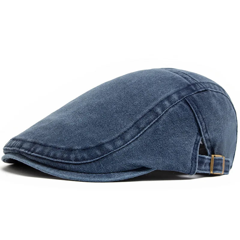 Spring Summer Watered Denim American Casual Retro Beret  Washed Old Street Forward Hat British Painter Newsboy Cap Visor