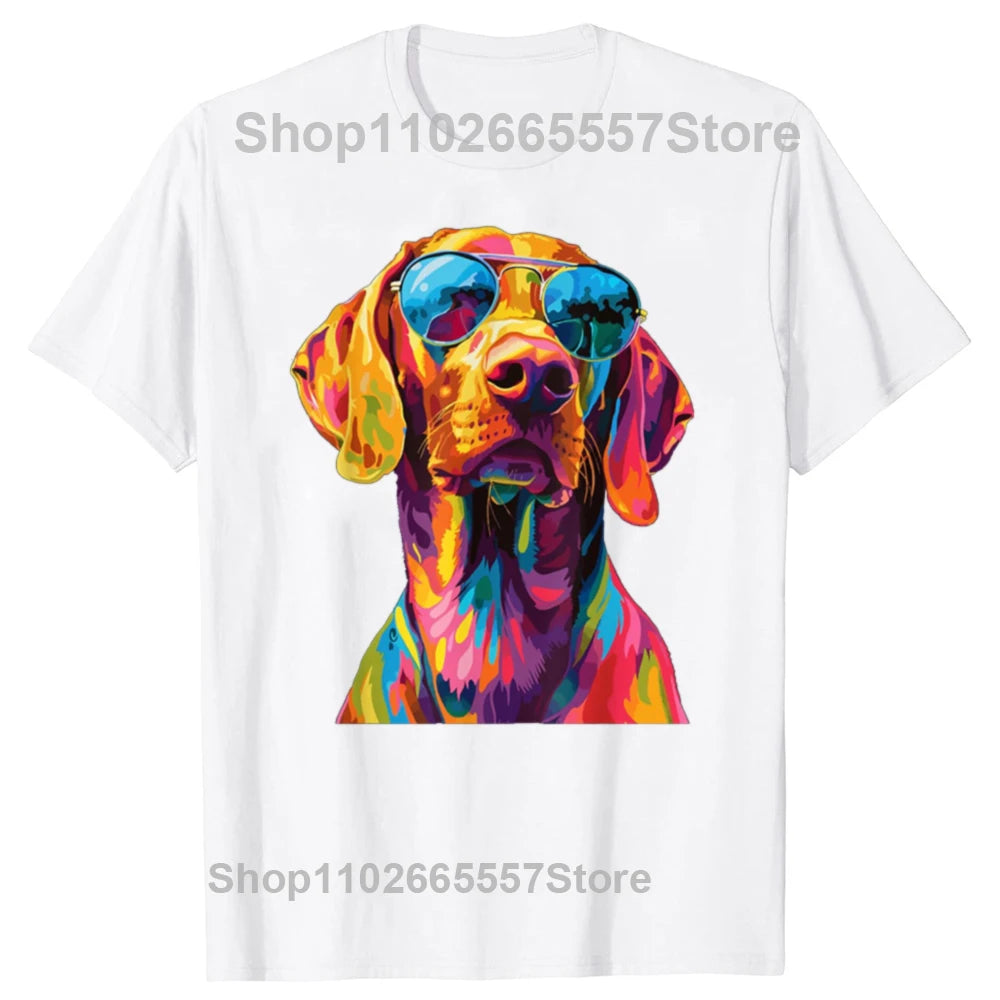 Funny Vizsla Lovers Pop Art Design Vizsla Dog Graphic T-shirts Men Women's Fashion Casual 100% Cotton Loose Oversized T Shirt