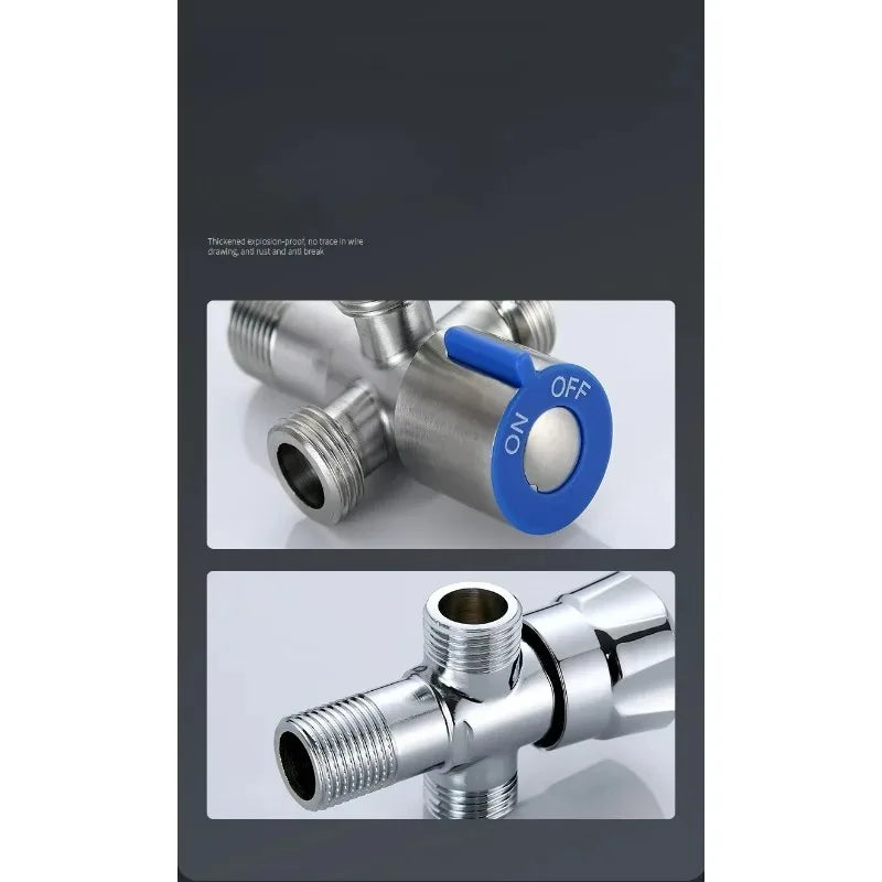 For Toilet Basin Water Heater G1/2 Stainless Steel Angle Valve Thread Triangle Valve Hot and Cold Water Valve Bathroom Connector