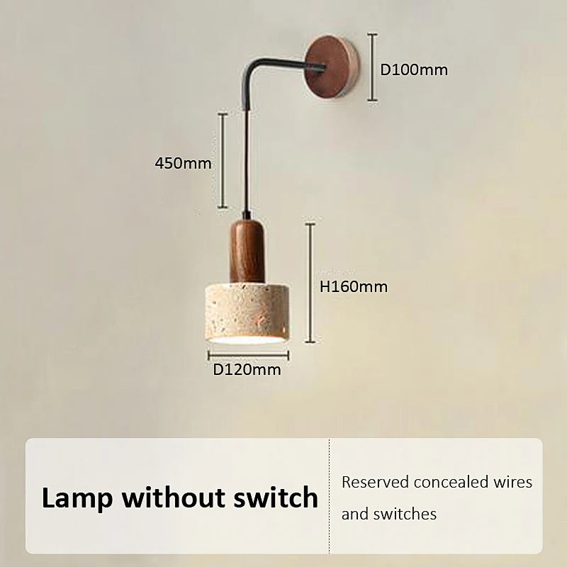 Natural Yellow Marble Led Wall Lamp Japanese Wabi Sabi Home Stay Bedside Decorative Lamp Warm Color Study Restaurant Light
