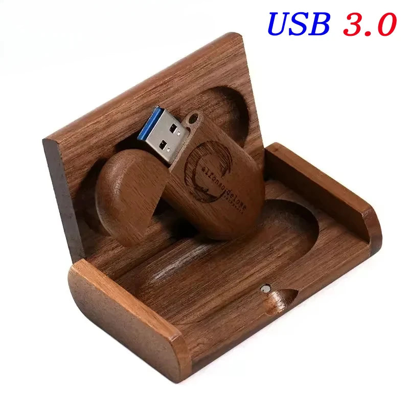 Wedding Gift USB 3.0 Stick 64GB Custom Logo Wooden Box Flash Drives 32GB Pendrive Free Sample U Disk 16GB 8GB 4GB Memory Stick