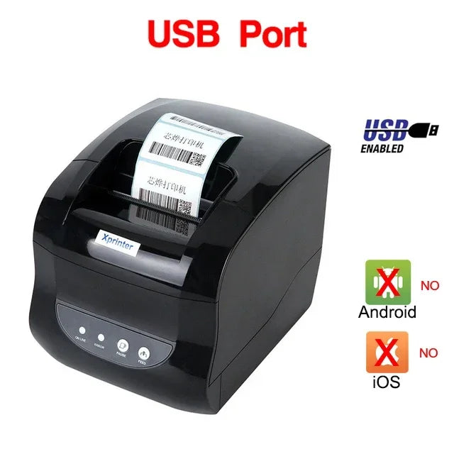Xprinter 365B Label Printer Thermal Barcode Receipt Printer Sticker Printer 20-80mm Paper in Supermaket For Windows/Linux
