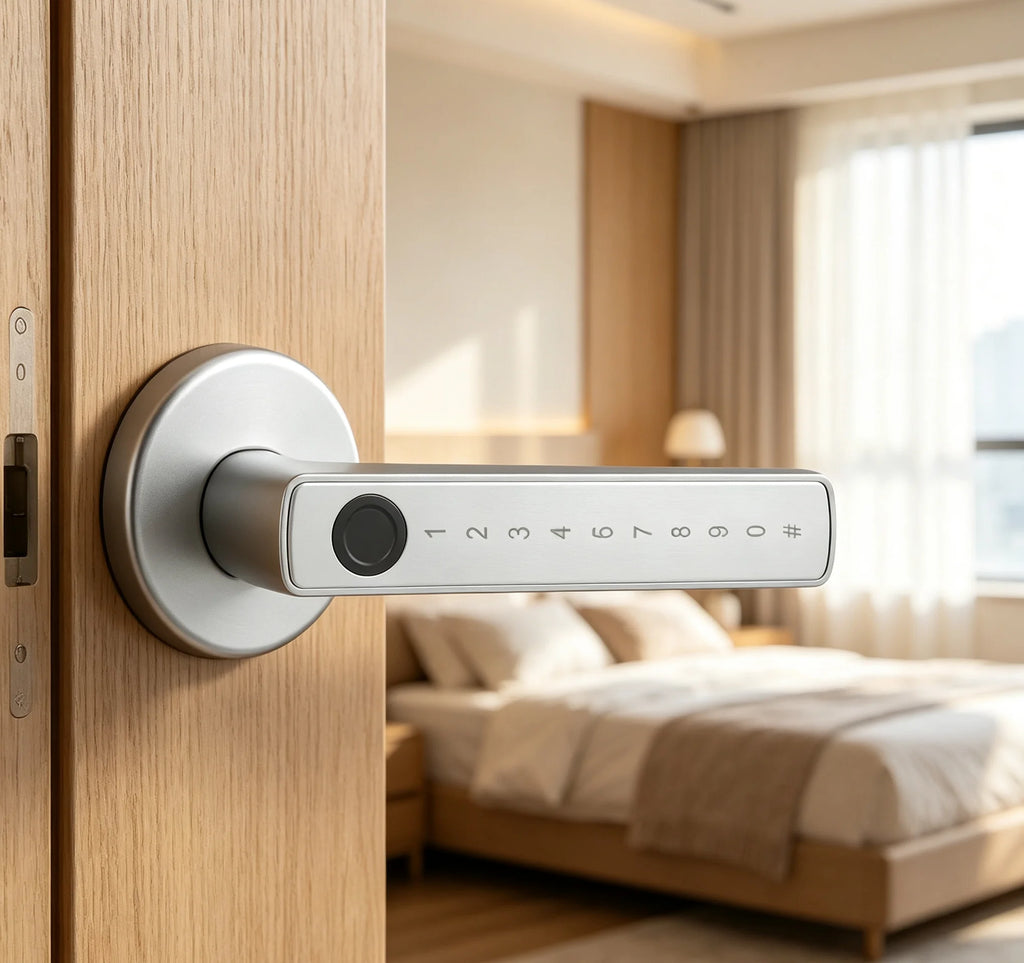 HTMCKM5 Smart Fingerprint Door Lock - Digital Electronic Lock with Password Key IC Card Tuya BLE Smartlife APP Unlock