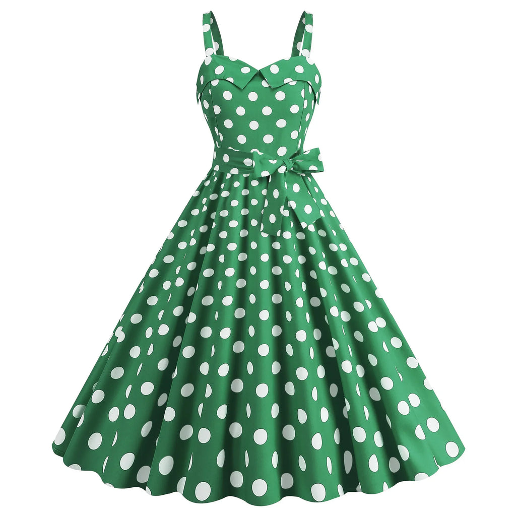 Vintage Classical Polka Dot Printed Dress Women's Sexy Sling Strap Wrap Chest Dress Valentine's Day Streetwear Spring Summer