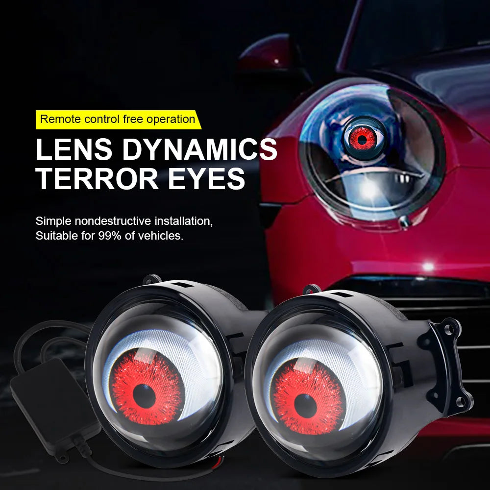 3-inch Devil's Eye Car Accessories Headlights Led Lenses Retrofit Kits Assembly LED Auto Dynamic Lights 12V With Remote Control