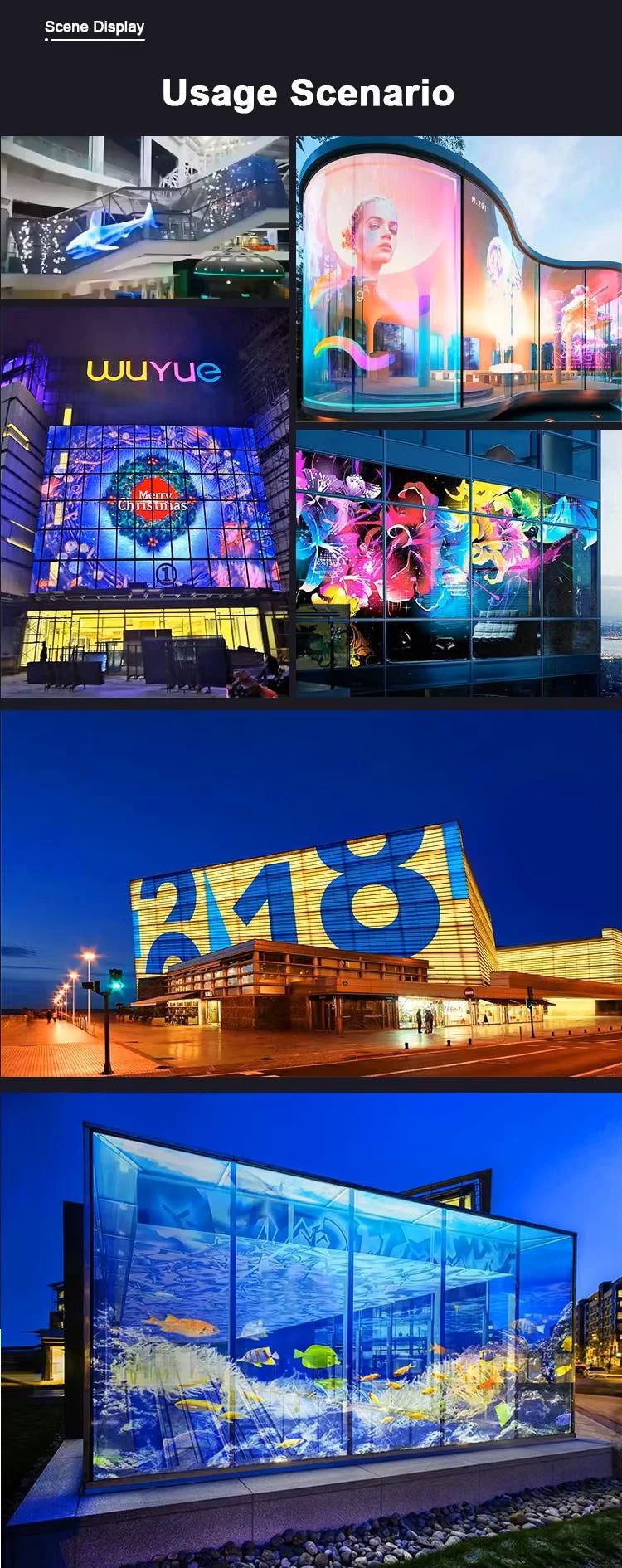 High - Definition LED Screen Wall Transparent LED P6 Interactive Transparent LED Display Flexible 3D Media Advertising Screen