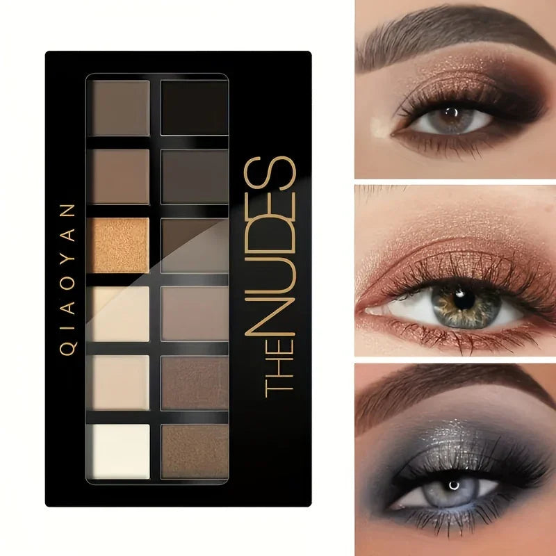 Professional 12 Colors Eyeshadow Palette Natural Shimmer Matte Nudes Cosmetic Eye Makeup Plate for Makeup Artists