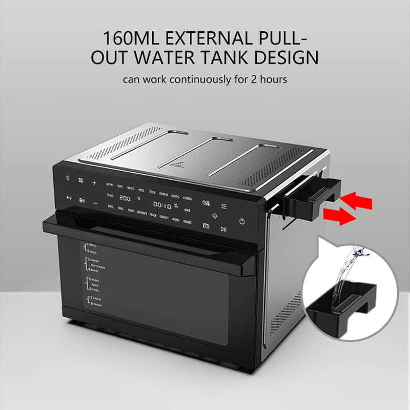 Electric Multifunctional Air Fryer Oven 30L 1800W Steam Function Convection Baking Pizza Chicken Stainless Steel 4