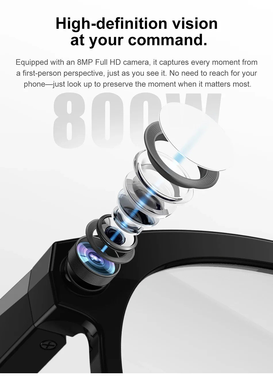 Lenovo 8K HD AI Smart Glasses Camera 1600WDual Real-time Translation Bluetooth Call Shoot Audio Video Music Play Sunglasses 2026