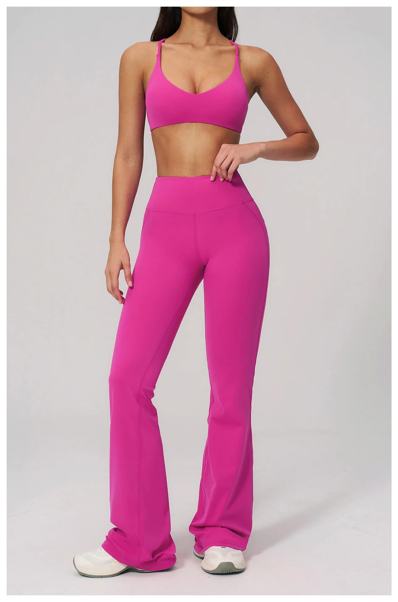 Women's Tracksuits 2PCS Flared Pants Yoga Set Gym Fitness Outfits Female Shockproof Sports Bra Yoga Workout Clothes Sports Sets