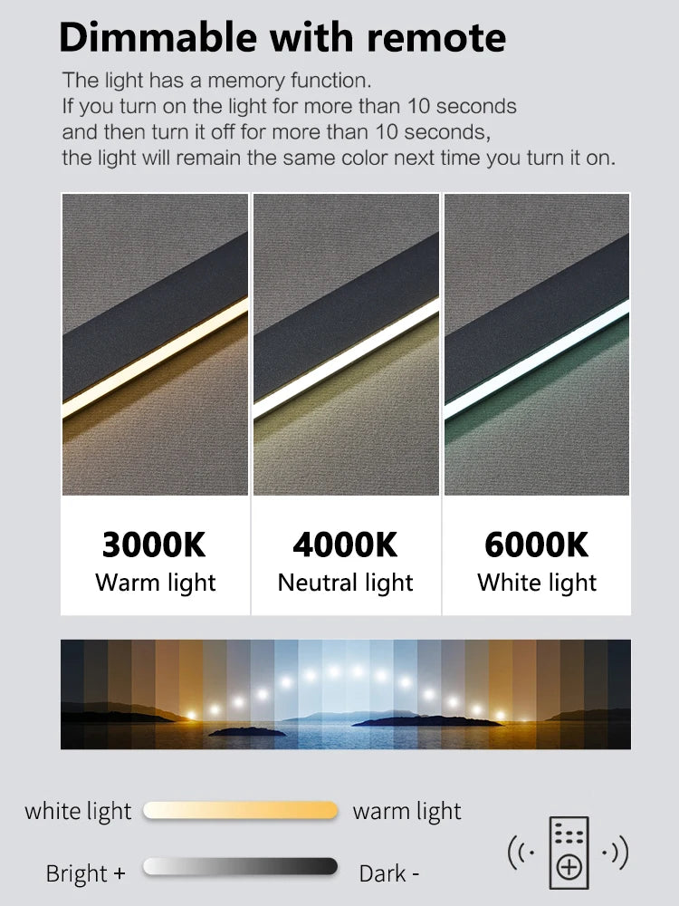 Modern light creative bar counter strip designer lamps LED Pendant Light  for Dining Table Kitchen Chandelier Memory Function