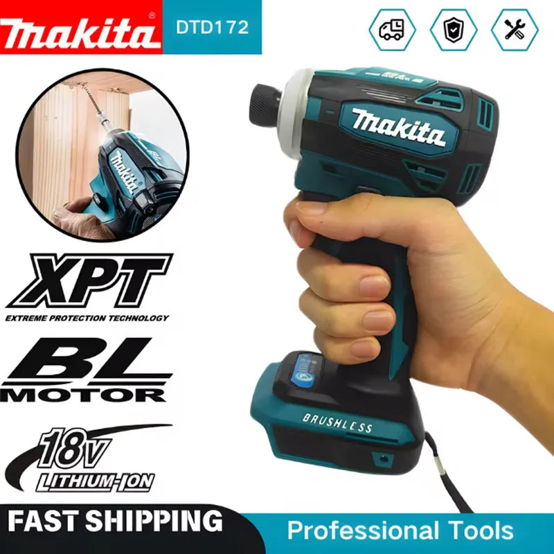 2026 Makita DTD172 Cordless Impact Driver 18V LXT Brushless Motor 180 N·M Electric Drill for Wood & Bolt T-Mode