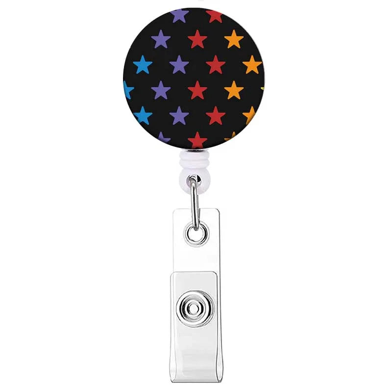 Flower Retractable Buckle Card Holder Women Business Badge Case Reel Clip Girls Cardholders Doctors Nurses Hang Credential holde